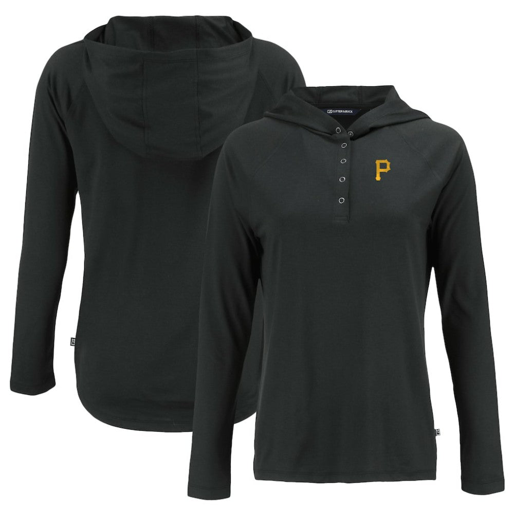 Pittsburgh Pirates Cutter & Buck Women's Coastline Epic Comfort Eco Recycled Hoodie Raglan Long Sleeve T-Shirt - Black Hoodies