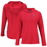 Texas Rangers Cutter & Buck Women's Coastline Epic Comfort Eco Recycled Hoodie Raglan Long Sleeve T-Shirt - Red Hoodies