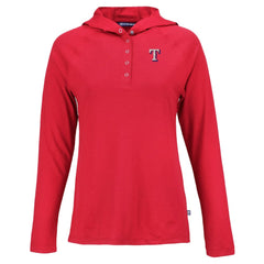 Texas Rangers Cutter & Buck Women's Coastline Epic Comfort Eco Recycled Hoodie Raglan Long Sleeve T-Shirt - Red Hoodies