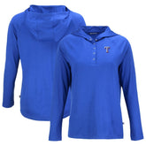 Texas Rangers Cutter & Buck Women's Coastline Epic Comfort Eco Recycled Hoodie Raglan Long Sleeve T-Shirt - Royal Hoodies