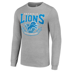 Detroit Lions Starter '80s Inspired Team Logo Long Sleeve T-Shirt - Heather Gray T-shirts
