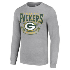 Green Bay Packers Starter '80s Inspired Team Logo Long Sleeve T-Shirt - Heather Gray T-shirts
