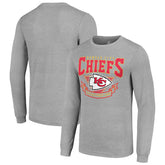 Kansas City Chiefs Starter '80s Inspired Team Logo Long Sleeve T-Shirt - Heather Gray T-shirts