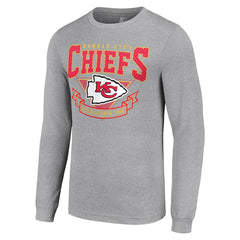 Kansas City Chiefs Starter '80s Inspired Team Logo Long Sleeve T-Shirt - Heather Gray T-shirts