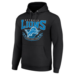 Detroit Lions Starter ‘80s Inspired Pullover Hoodie - Black Hoodies