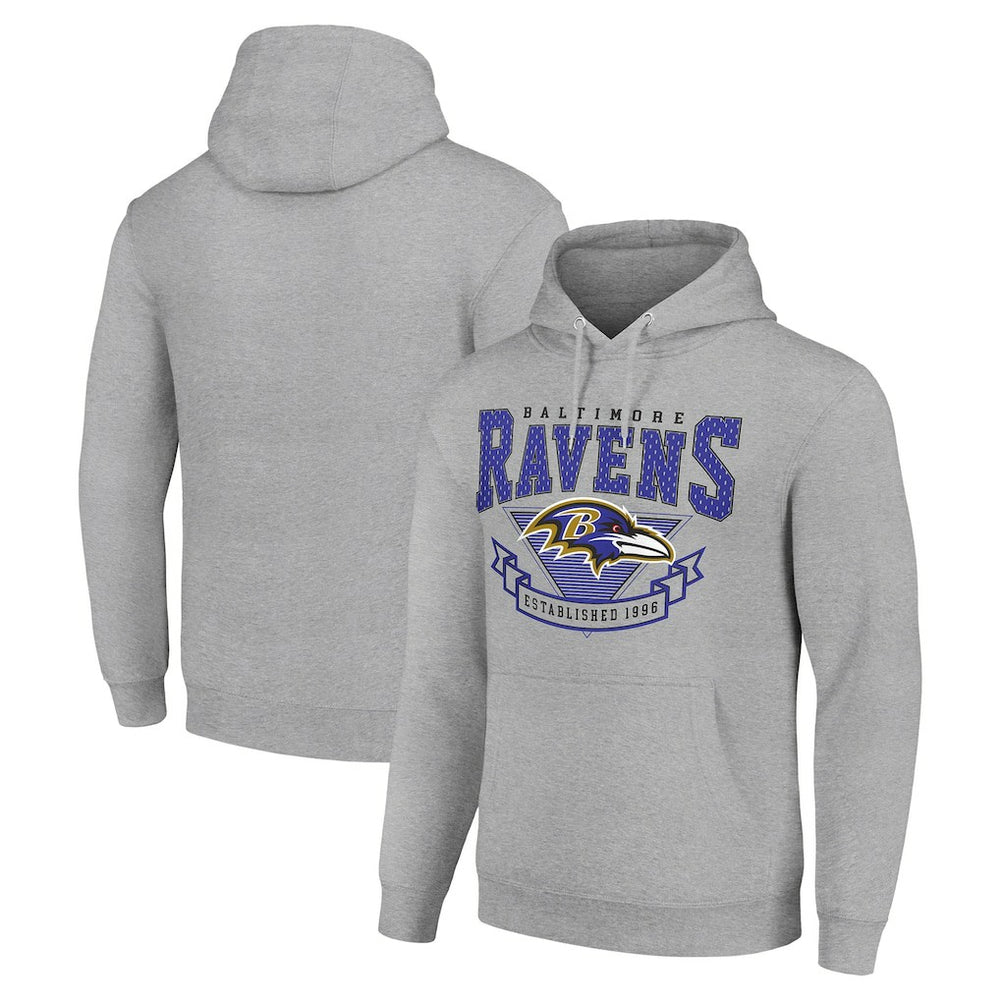 Baltimore Ravens Starter ‘80s Inspired Pullover Hoodie - Heather Gray Hoodies