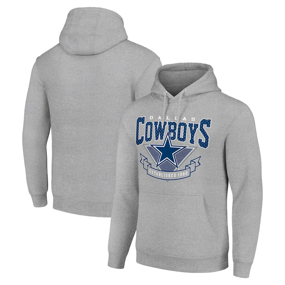 Dallas Cowboys Starter ‘80s Inspired Pullover Hoodie - Heather Gray Hoodies