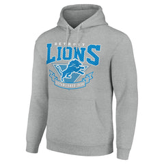 Detroit Lions Starter ‘80s Inspired Pullover Hoodie - Heather Gray Hoodies