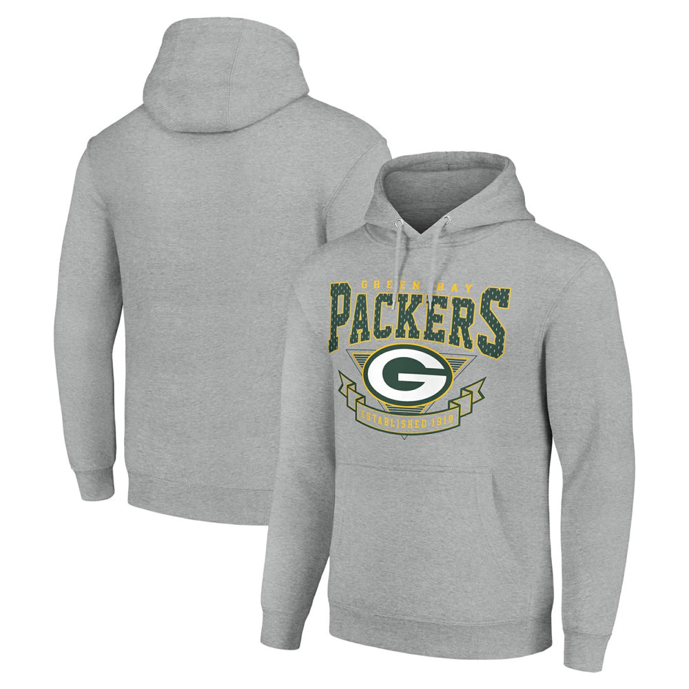 Green Bay Packers Starter ‘80s Inspired Pullover Hoodie - Heather Gray Hoodies