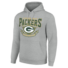 Green Bay Packers Starter ‘80s Inspired Pullover Hoodie - Heather Gray Hoodies