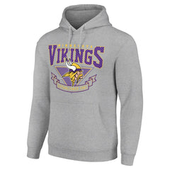 Minnesota Vikings Starter ‘80s Inspired Pullover Hoodie - Heather Gray Hoodies