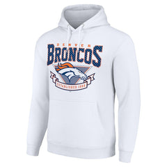 Denver Broncos Starter ‘80s Inspired Pullover Hoodie - White Hoodies