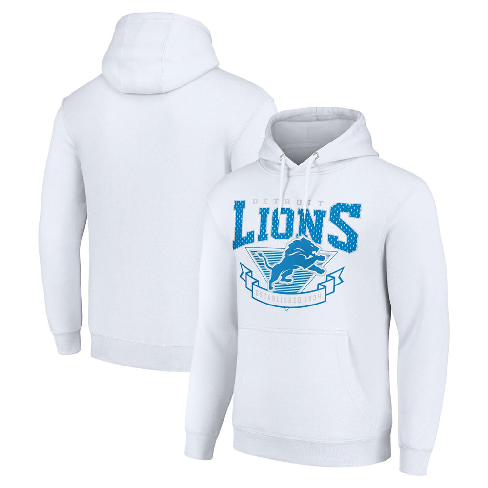 Detroit Lions Starter ‘80s Inspired Pullover Hoodie - White Hoodies