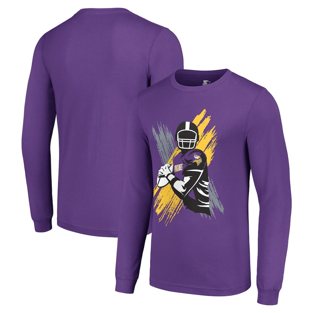 Minnesota Vikings Starter Player X Logo Graphic Long Sleeve T-Shirt - Purple T-shirts