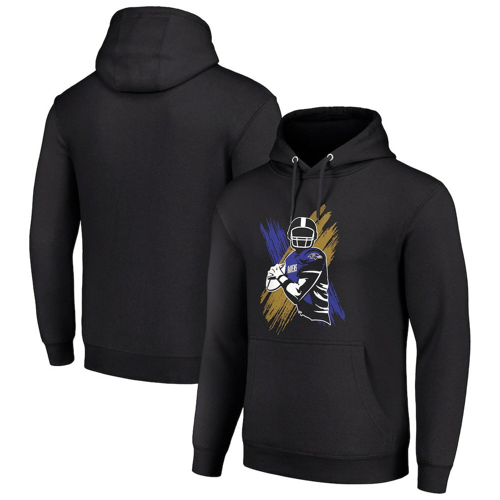 Baltimore Ravens Starter Player X Fleece Pullover Hoodie - Black Hoodies