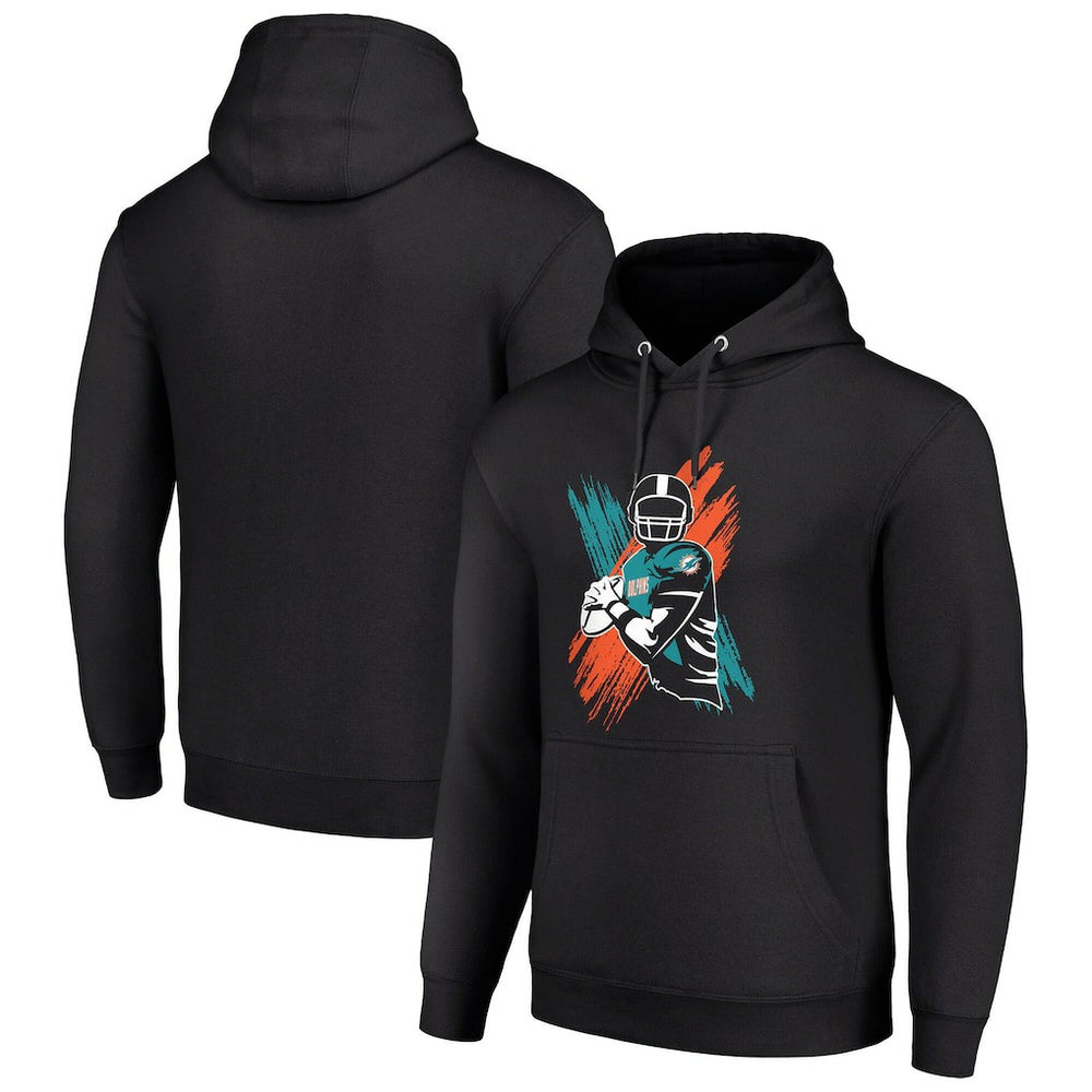 Miami Dolphins Starter Player X Fleece Pullover Hoodie - Black Hoodies