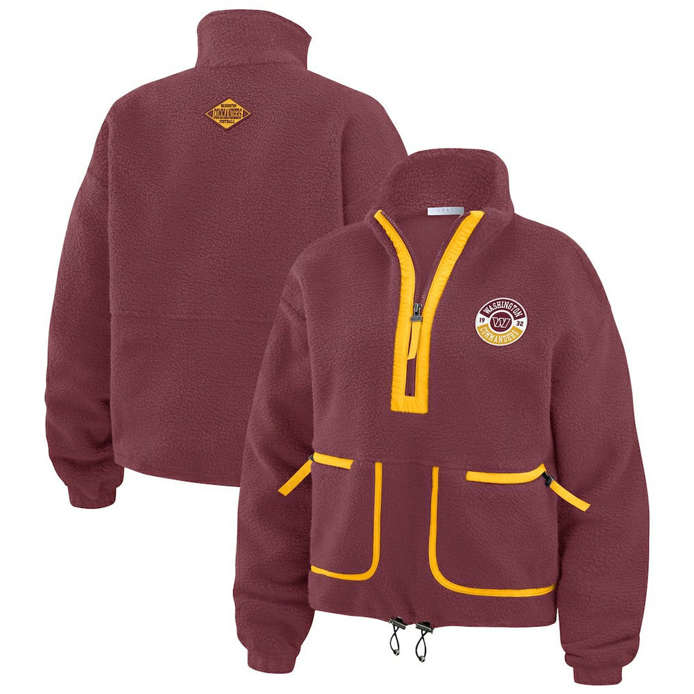 Washington Commanders WEAR by Erin Andrews Women's Polar Fleece Half-Zip Jacket - Burgundy Jackets