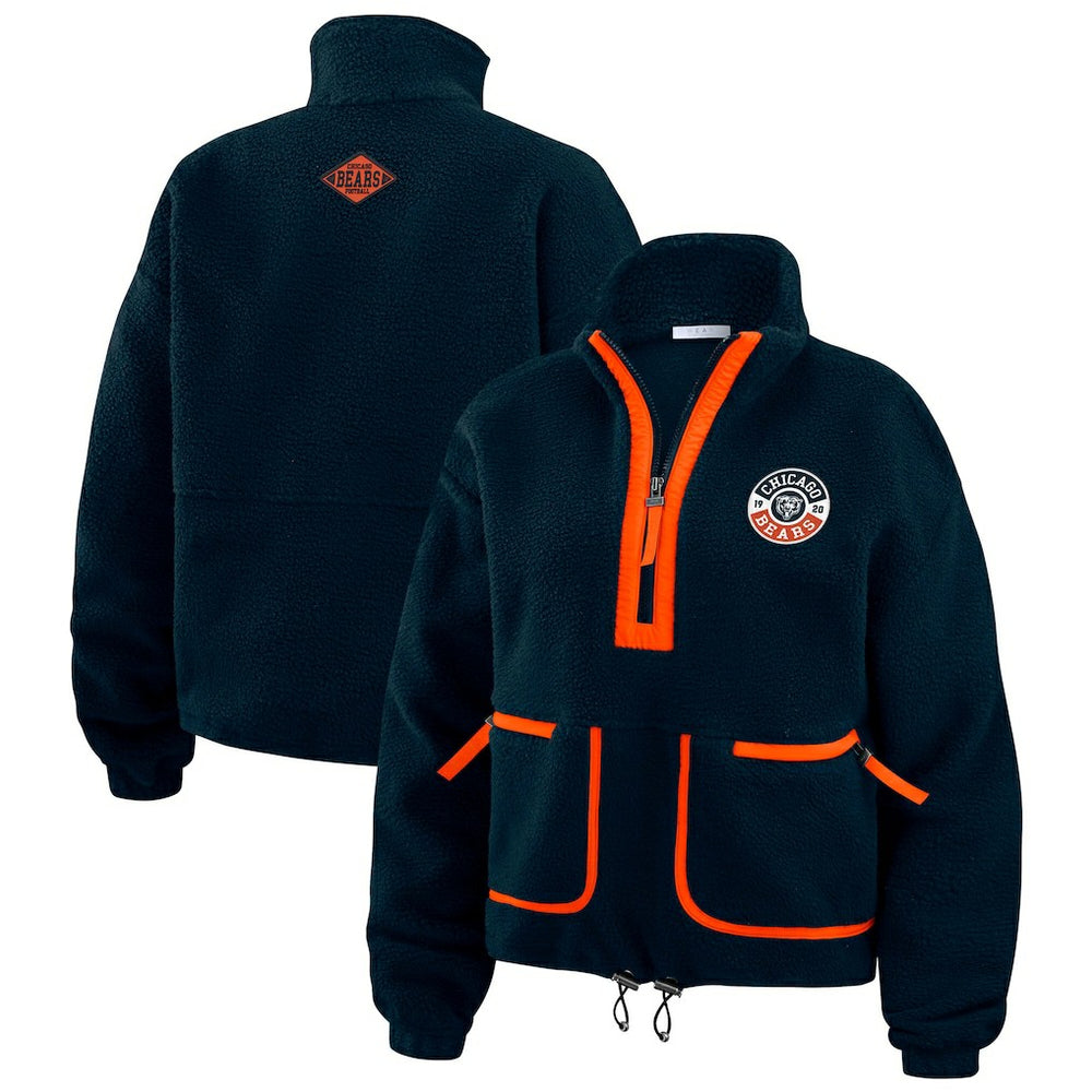 Chicago Bears WEAR by Erin Andrews Women's Polar Fleece Half-Zip Jacket - Navy Jackets