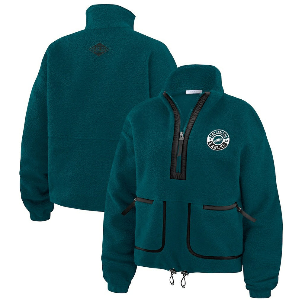 Philadelphia Eagles WEAR by Erin Andrews Women's Polar Fleece Half-Zip Jacket - Midnight Green Jackets