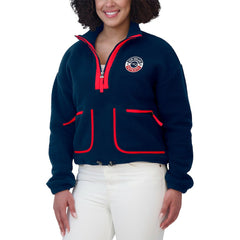 New England Patriots WEAR by Erin Andrews Women's Polar Fleece Half-Zip Jacket - Navy Jackets