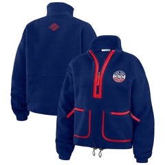 New York Giants WEAR by Erin Andrews Women's Polar Fleece Half-Zip Jacket - Royal Jackets