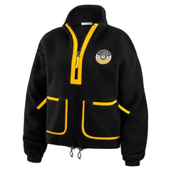 Pittsburgh Steelers WEAR by Erin Andrews Women's Polar Fleece Half-Zip Jacket - Black Jackets