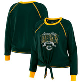 Green Bay Packers WEAR by Erin Andrews Women's Tie-Front Long Sleeve Top - Green/Gold Tops