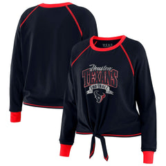 Houston Texans WEAR by Erin Andrews Women's Tie-Front Long Sleeve Top - Navy/Red Tops
