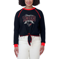 Houston Texans WEAR by Erin Andrews Women's Tie-Front Long Sleeve Top - Navy/Red Tops