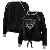 Las Vegas Raiders WEAR by Erin Andrews Women's Tie-Front Long Sleeve Top - Black/Gray Tops