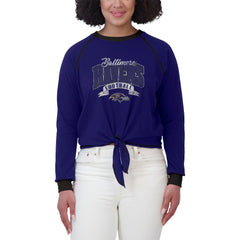 Baltimore Ravens WEAR by Erin Andrews Women's Tie-Front Long Sleeve Top - Purple/Black Tops