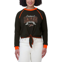 Cincinnati Bengals WEAR by Erin Andrews Women's Tie-Front Long Sleeve Top - Black/Orange Tops