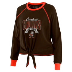 Cleveland Browns WEAR by Erin Andrews Women's Tie-Front Long Sleeve Top - Brown/Orange Tops