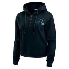 Carolina Panthers WEAR by Erin Andrews Women's Waffle Hoodie Pullover Top - Navy Hoodies