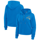 Los Angeles Chargers WEAR by Erin Andrews Women's Waffle Hoodie Pullover Top - Powder Blue Hoodies