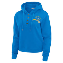 Los Angeles Chargers WEAR by Erin Andrews Women's Waffle Hoodie Pullover Top - Powder Blue Hoodies