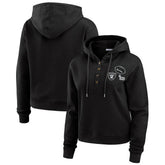 Las Vegas Raiders WEAR by Erin Andrews Women's Waffle Hoodie Pullover Top - Black Hoodies