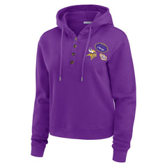 Minnesota Vikings WEAR by Erin Andrews Women's Waffle Hoodie Pullover Top - Purple Hoodies