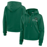 New York Jets WEAR by Erin Andrews Women's Waffle Hoodie Pullover Top - Green Hoodies