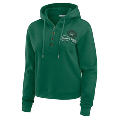 New York Jets WEAR by Erin Andrews Women's Waffle Hoodie Pullover Top - Green Hoodies