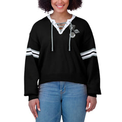 Las Vegas Raiders WEAR by Erin Andrews Women's Lace-Up Pullover Sweatshirt - Black Pullover