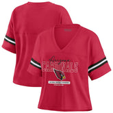 Arizona Cardinals WEAR by Erin Andrews Women's Color Block Boxy Modest Crop V-Neck T-Shirt - Cardinal T-shirts
