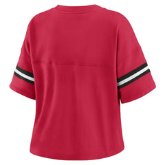 Arizona Cardinals WEAR by Erin Andrews Women's Color Block Boxy Modest Crop V-Neck T-Shirt - Cardinal T-shirts