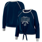 Dallas Cowboys WEAR by Erin Andrews Women's Tie-Front Long Sleeve Top - Navy/ Tops