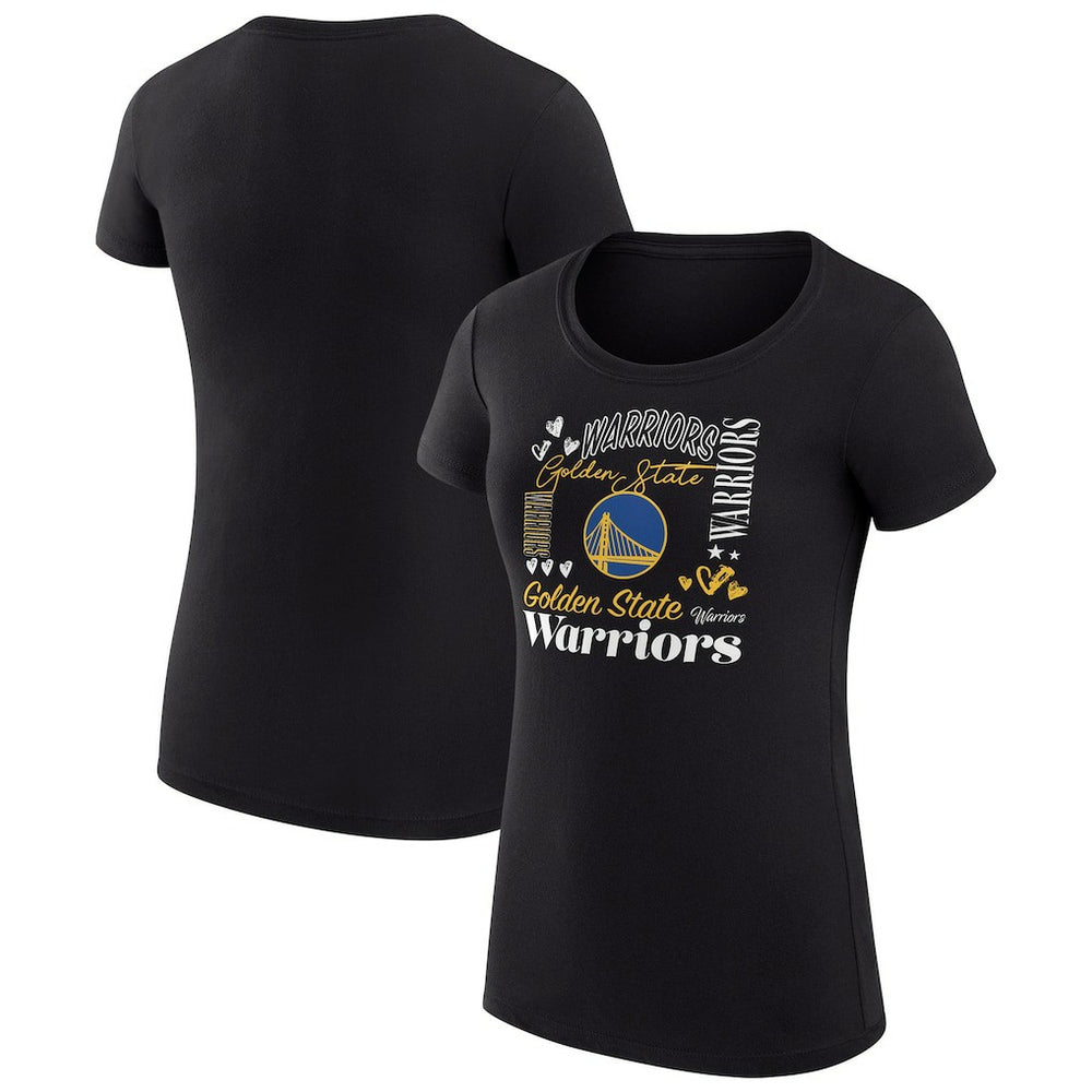Golden State Warriors G-III 4Her by Carl Banks Women's Super-Slim Fit Lightweight Team Name Collage Graphic T-Shirt Black