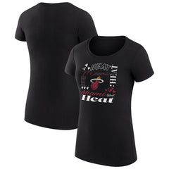 Miami Heat G-III 4Her by Carl Banks Women's Super-Slim Fit Lightweight Team Name Collage Graphic T-Shirt Black outlet