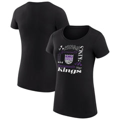 Sacramento Kings G-III 4Her by Carl Banks Women's Super-Slim Fit Lightweight Team Name Collage Graphic T-Shirt Black