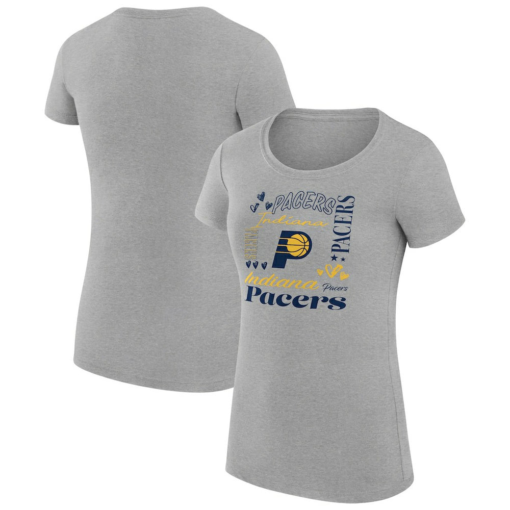 Indiana Pacers G-III 4Her by Carl Banks Women's Super-Slim Fit Lightweight Team Name Collage Graphic T-Shirt Heather Gray outlet