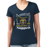 Denver Nuggets G-III 4Her by Carl Banks Women's Super-Slim Fit Lightweight Team Name Collage Graphic V-Neck T-Shirt Navy