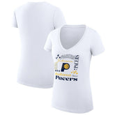 Indiana Pacers G-III 4Her by Carl Banks Women's Super-Slim Fit Lightweight Team Name Collage Graphic V-Neck T-Shirt White outlet